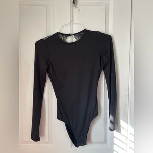 Black Lace Backless Bodysuit